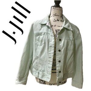 J.JILL DENIM MINT GREEN JACKET SZ M VERSATILE MINIMALIST SOPHISTICATED